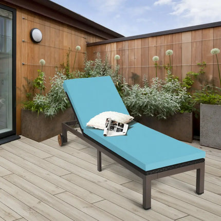 Patio Chaise Lounge Chair Outdoor Rattan Lounger Recliner Chair-Turquoise - Turquoise - Outdoor Chaise Lounges