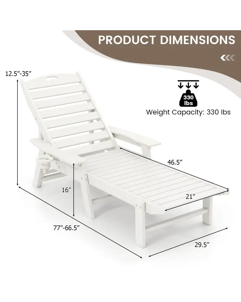 Patio Chaise Lounge Chair with 4 Position Backrest-White - White - Outdoor Chaise Lounges