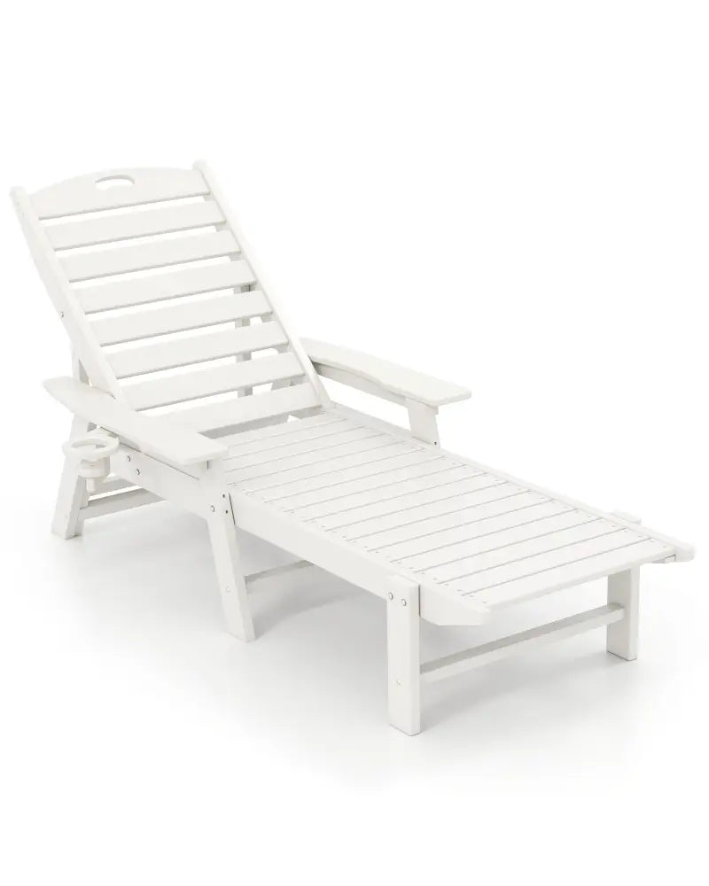 Patio Chaise Lounge Chair with 4 Position Backrest-White - White - Outdoor Chaise Lounges