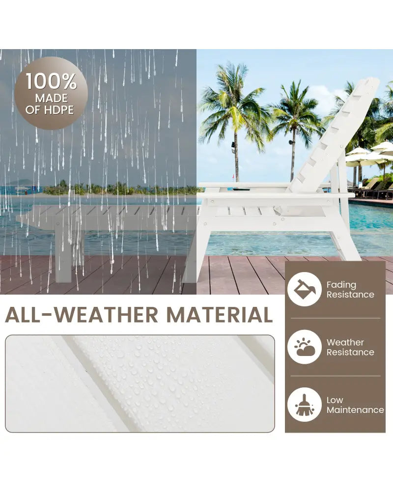 Patio Chaise Lounge Chair with 4 Position Backrest-White - White - Outdoor Chaise Lounges