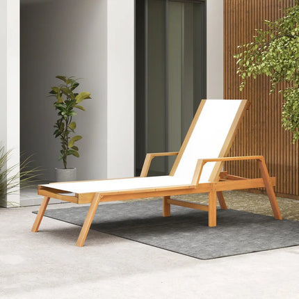 Patio Chaise Lounge Chair with Armrests and Fabric Seat for Backyard-White - White - Outdoor Chaise Lounges