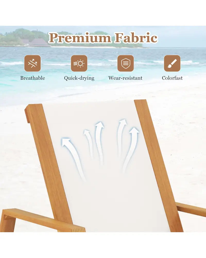 Patio Chaise Lounge Chair with Armrests and Fabric Seat for Backyard-White - White - Outdoor Chaise Lounges