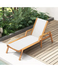 Patio Chaise Lounge Chair with Armrests and Fabric Seat for Backyard-White - White - Outdoor Chaise Lounges