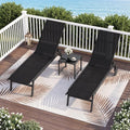 Patio Chaise Lounge Chair with Wheels and 6-Level Adjustable Backrest Set of 2 - Black - Outdoor Chaise Lounges