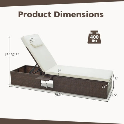 Patio Chaise Lounge Set of 2 with Backrest Seat Cushion and Headrest-Off White - Off White - Outdoor Chaise Lounges