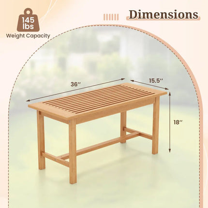 Patio Coffee Table 36 Inch Rectangular Outside Side Table with Slatted Tabletop - Natural - Patio Coffee Tables