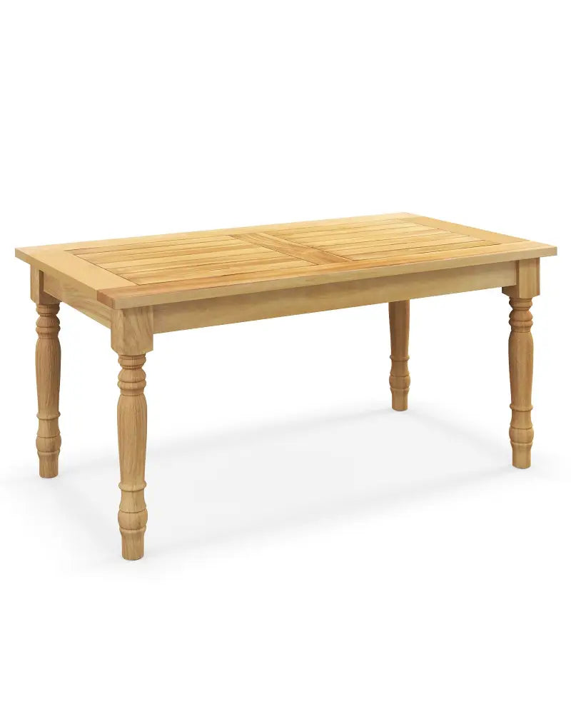 Patio Coffee Table with Solid Teak Wood Structure and Slatted Tabletop - Natural - Patio Coffee Tables