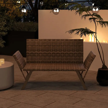 Patio Convertible Sofa for 2 Quick Dry Foam Padded Rattan with Armrests-Gray - Gray - Outdoor Benches