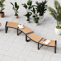 Patio Curved Bench with Slatted Seat and Metal Legs-2 Pieces - Outdoor Benches