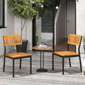 Patio Dining Chair Set of 2 with Metal and Acacia Wood Frame - Natural - Dining Chairs