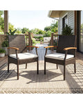 Patio Dining Chair with Soft Zippered Cushion-Set of 2 - Brown - Patio Dining Chairs