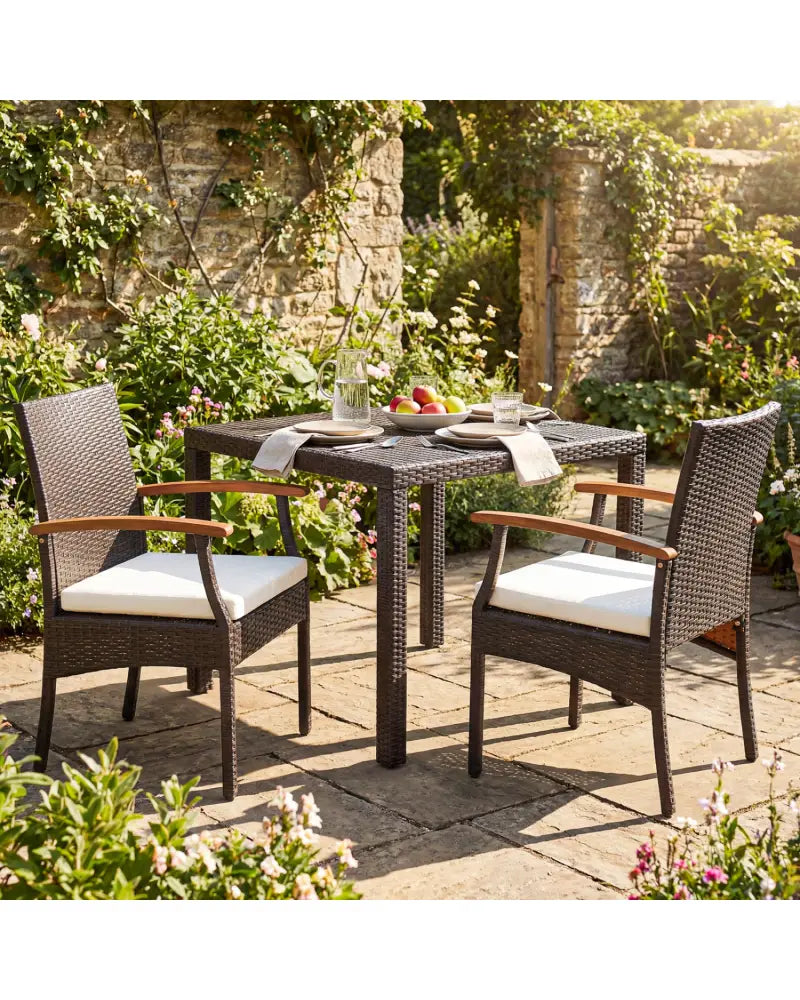 Patio Dining Chair with Soft Zippered Cushion-Set of 2 - Brown - Patio Dining Chairs
