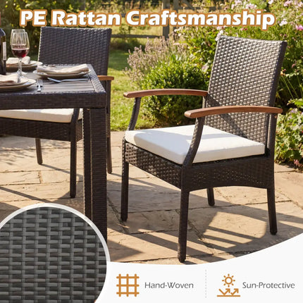 Patio Dining Chair with Soft Zippered Cushion-Set of 2 - Brown - Patio Dining Chairs