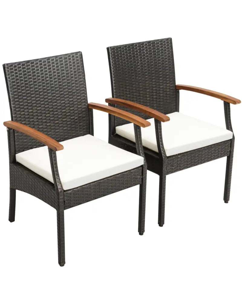 Patio Dining Chair with Soft Zippered Cushion-Set of 2 - Brown - Patio Dining Chairs