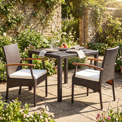 Patio Dining Chair with Soft Zippered Cushion-Set of 2 - Brown - Patio Dining Chairs