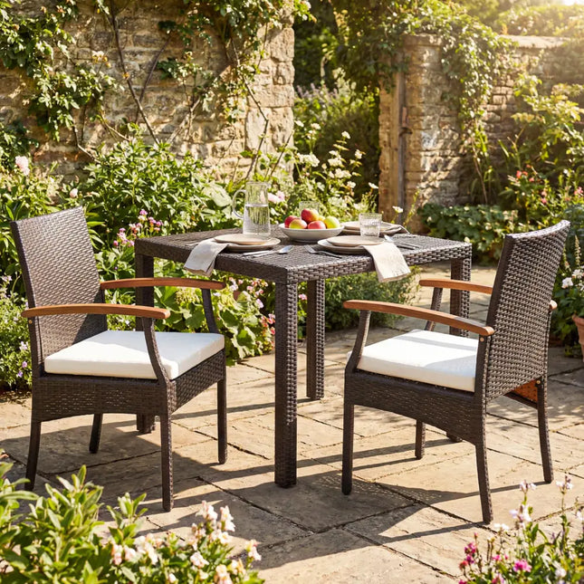Patio Dining Chair with Soft Zippered Cushion-Set of 2 - Brown - Patio Dining Chairs