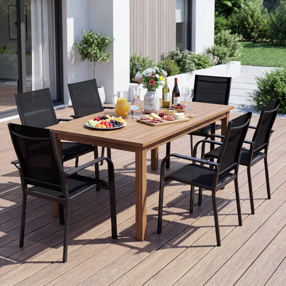 Patio Dining Chairs Set of 2/4/6 Stackable Outdoor Armchairs with Metal Frame-Set of 2 - Patio Dining Chairs