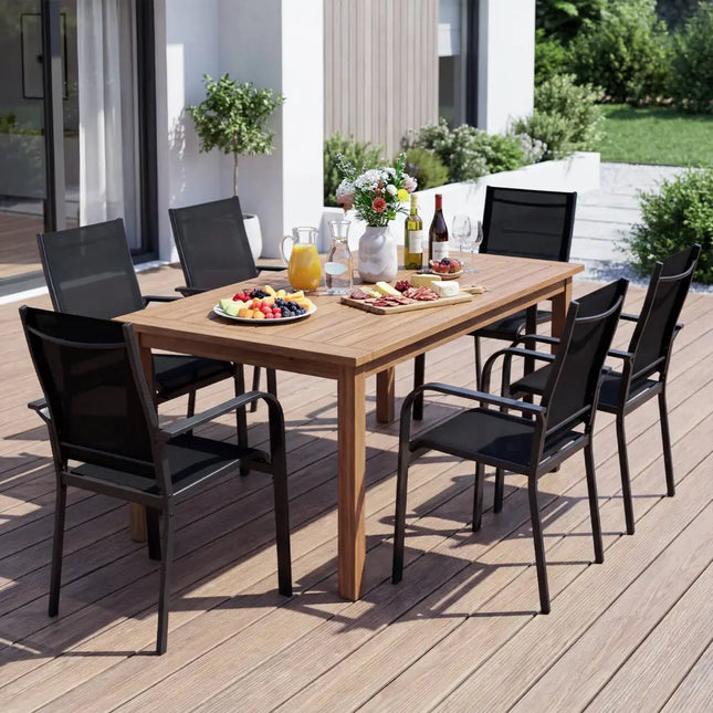 Patio Dining Chairs Set of 2/4/6 Stackable Outdoor Armchairs with Metal Frame-Set of 6 - Patio Dining Chairs