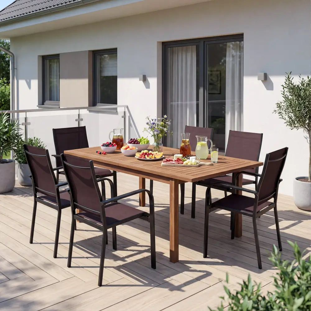 Patio Dining Chairs Set of 2/4/6 Stackable Outdoor Armchairs-Set of 6 - Coffee - Patio Dining Chairs