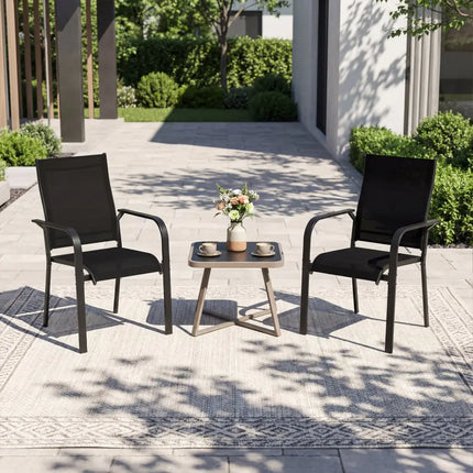 Patio Dining Chairs Set of 2/4/6 Stackable Outdoor Armchairs with Metal Frame-Set of 2 - Patio Dining Chairs