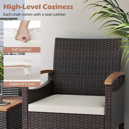 Patio Dining Chairs Set of 2/4 with Acacia Wood Armrest and Heavy Duty Metal Frame-2 Pieces - Patio Dining Sets