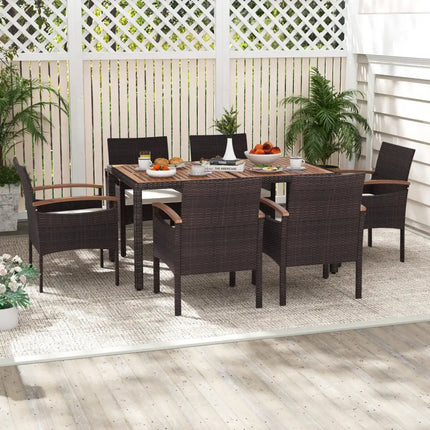 Patio Dining Chairs Set of 2/4 with Acacia Wood Armrest and Heavy Duty Metal Frame-2 Pieces - Patio Dining Sets