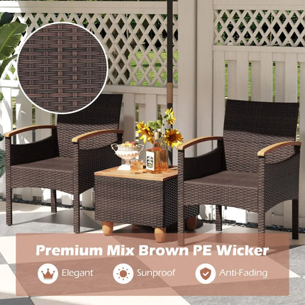 Patio Dining Chairs Set of 2/4 with Acacia Wood Armrest and Heavy Duty Metal Frame-2 Pieces - Patio Dining Sets