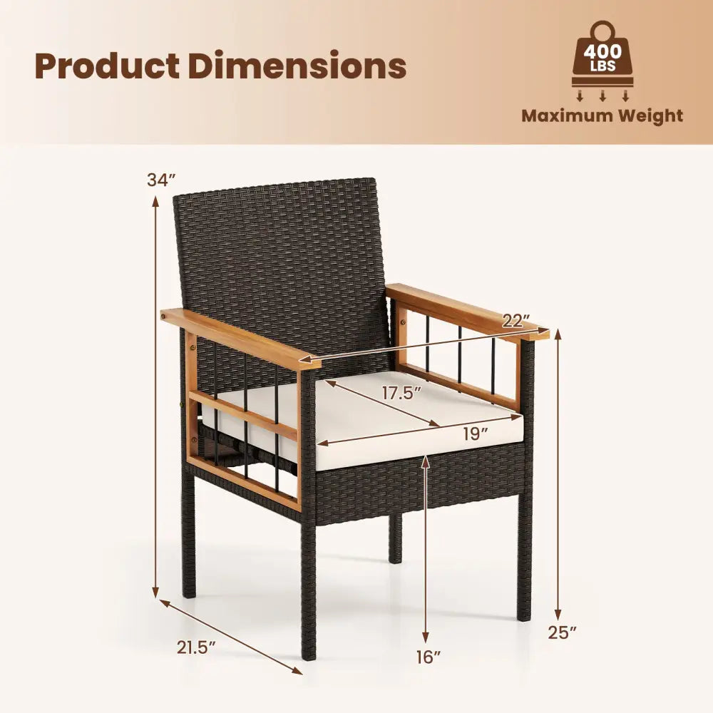 Patio Dining Chairs Set of 2 with Soft Cushions-White - White - Patio Dining Chairs
