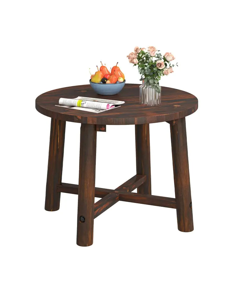 Patio End Table with Solid Wood Structure for Garden Deck Poolside and Indoors-Brown - Brown - Patio Coffee Tables