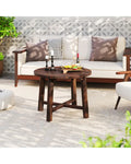 Patio End Table with Solid Wood Structure for Garden Deck Poolside and Indoors-Brown - Brown - Patio Coffee Tables