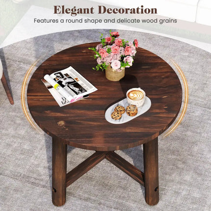 Patio End Table with Solid Wood Structure for Garden Deck Poolside and Indoors-Brown - Brown - Patio Coffee Tables