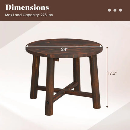Patio End Table with Solid Wood Structure for Garden Deck Poolside and Indoors-Brown - Brown - Patio Coffee Tables