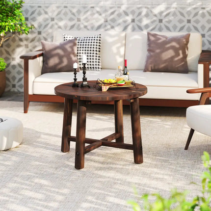 Patio End Table with Solid Wood Structure for Garden Deck Poolside and Indoors-Brown - Brown - Patio Coffee Tables