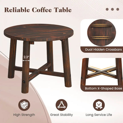 Patio End Table with Solid Wood Structure for Garden Deck Poolside and Indoors-Brown - Brown - Patio Coffee Tables