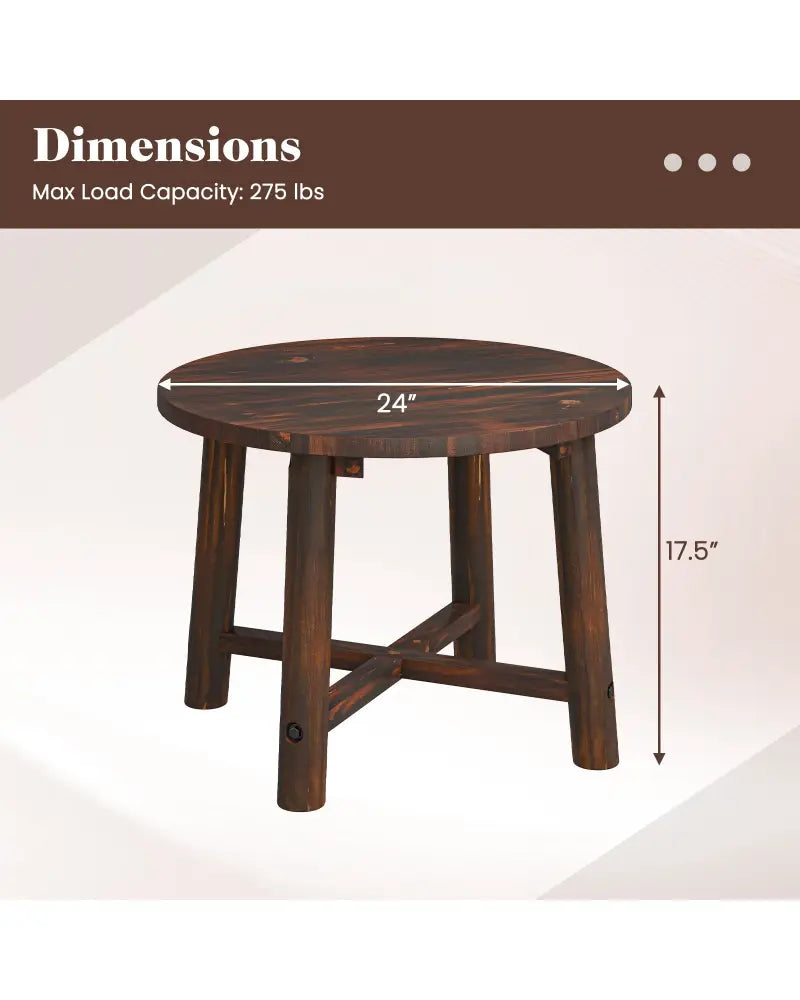 Patio End Table with Solid Wood Structure for Garden Deck Poolside and Indoors-Brown - Brown - Patio Coffee Tables