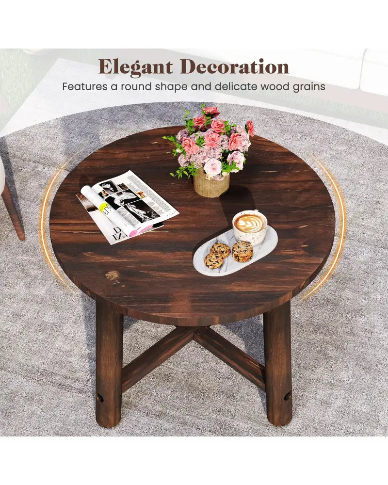 Patio End Table with Solid Wood Structure for Garden Deck Poolside and Indoors-Brown - Brown - Patio Coffee Tables