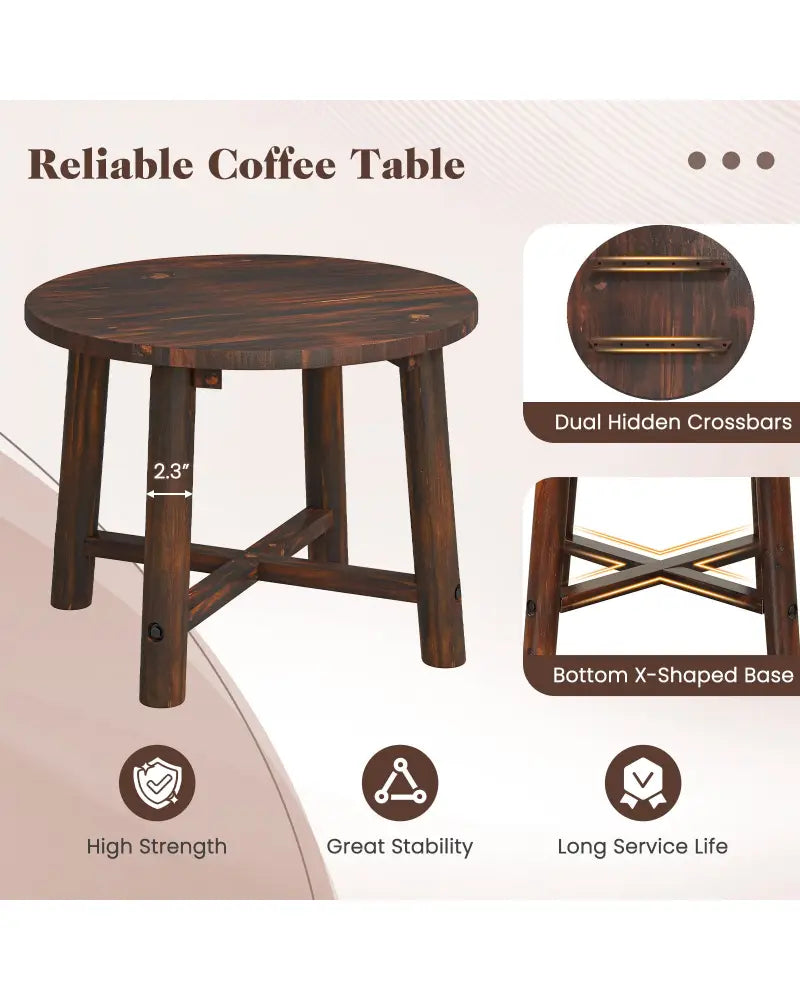 Patio End Table with Solid Wood Structure for Garden Deck Poolside and Indoors-Brown - Brown - Patio Coffee Tables