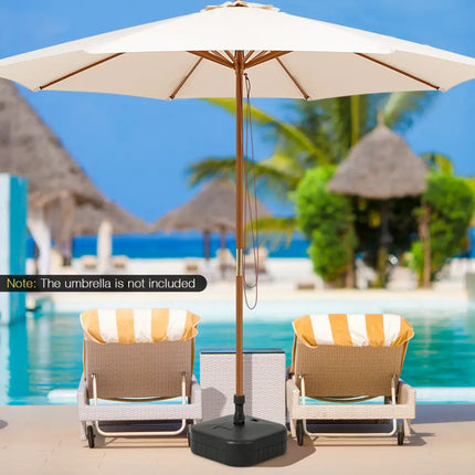 Patio Fillable Umbrella Base Fit 1.5 Inch Umbrella Poles for Yard Poolside-Black - Black - Outdoor Umbrella Bases
