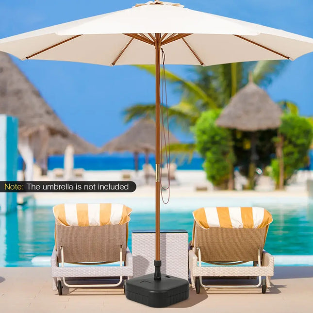 Patio Fillable Umbrella Base Fit 1.5 Inch Umbrella Poles for Yard Poolside-Black - Black - Outdoor Umbrella Bases