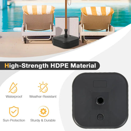 Patio Fillable Umbrella Base Fit 1.5 Inch Umbrella Poles for Yard Poolside-Black - Black - Outdoor Umbrella Bases