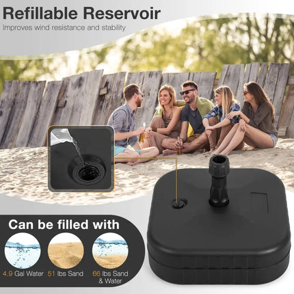 Patio Fillable Umbrella Base Fit 1.5 Inch Umbrella Poles for Yard Poolside-Black - Black - Outdoor Umbrella Bases