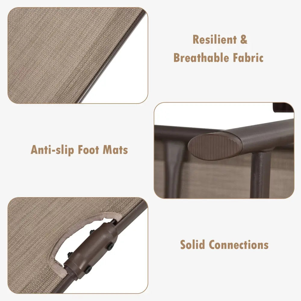 Patio Foldable Chaise Lounge Chair with Backrest and Footrest-Brown - Brown - Outdoor Seating & Patio Chairs