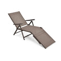 Patio Foldable Chaise Lounge Chair with Backrest and Footrest-Brown - Brown - Outdoor Seating & Patio Chairs