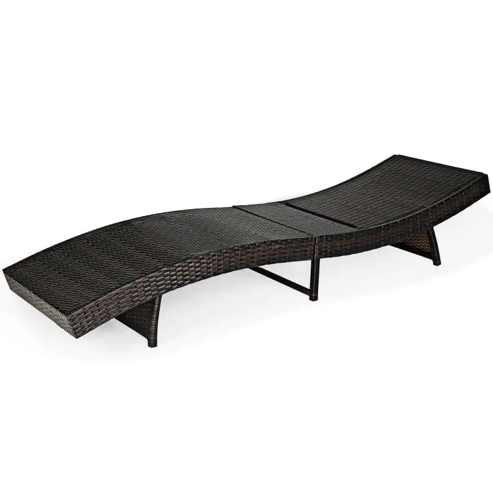 Patio Folding Adjustable Rattan Chaise Lounge Chair with Cushion-Turquoise - Turquoise - Outdoor Chaise Lounges