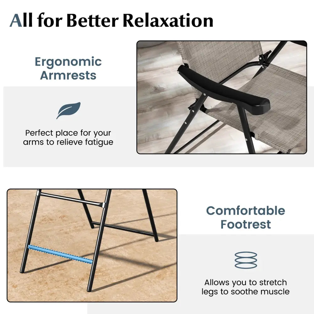 Patio Folding Bar Stool Set of 2 with Metal Frame and Footrest-Blue - Blue - Patio Bar Furniture