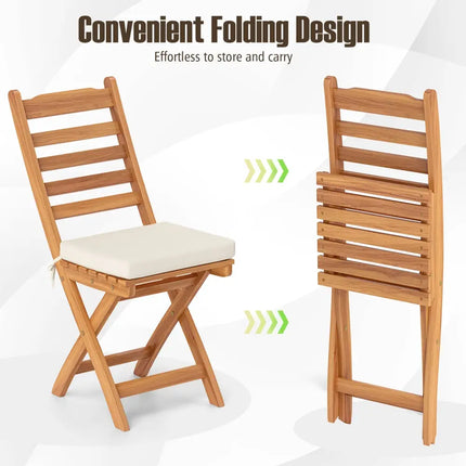 Patio Folding Chairs Set of 2 with Soft Seat Cushion-A - White - Patio Dining Chairs
