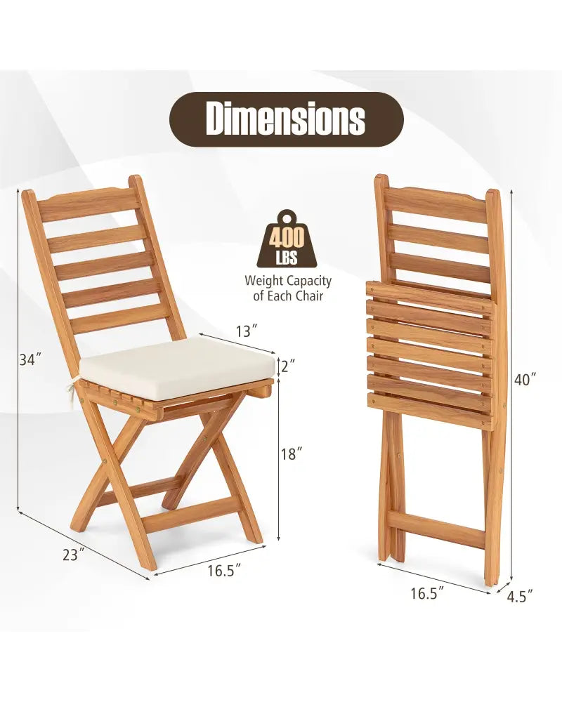 Patio Folding Chairs Set of 2 with Soft Seat Cushion-A - White - Patio Dining Chairs