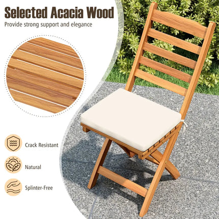 Patio Folding Chairs Set of 2 with Soft Seat Cushion-A - White - Patio Dining Chairs