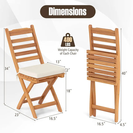 Patio Folding Chairs Set of 2 with Soft Seat Cushion-A - White - Patio Dining Chairs