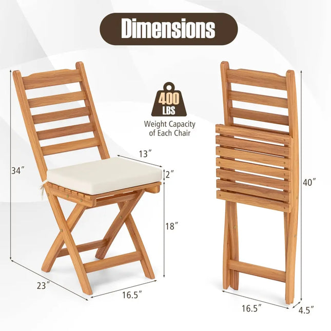 Patio Folding Chairs Set of 2 with Soft Seat Cushion-A - White - Patio Dining Chairs